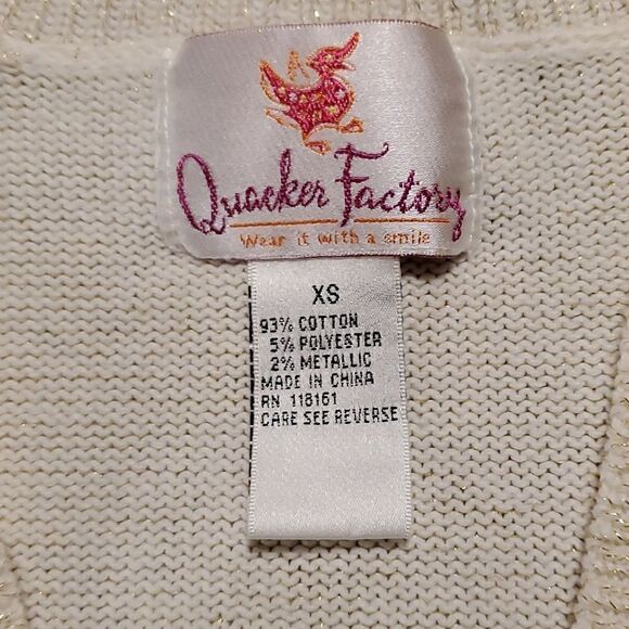 Quaker Factory bling Button Metallic Cardigan XS - Picture 2 of 5